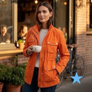 Tumi Womens Burnt Orange T-Tech Soft Shell Windbreaker Spring Fall Jacket L 10